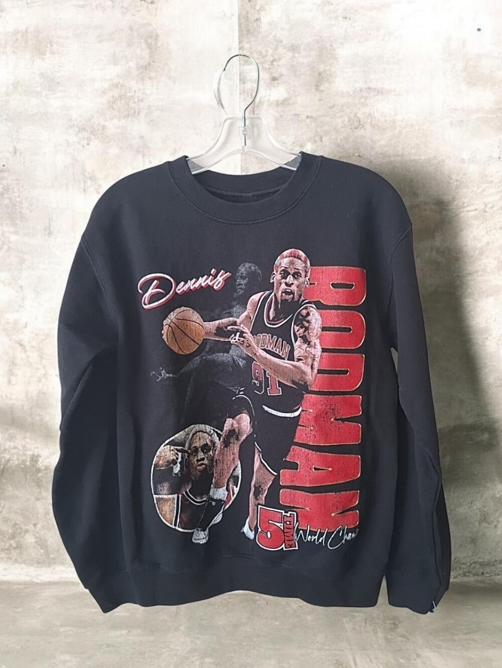 Black Dennis Rodman Graphic Crewneck Sweatshirt Size S